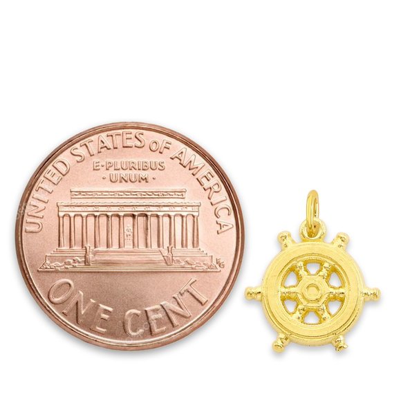 Solid 14k Gold Wheel of Dharama Charm, Tiny Buddha Charm for Bracelet - Picture 2 of 4